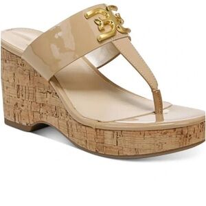 Sam Edelman - Tan Yardlie Patent cork wedge sandles